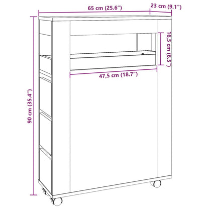 Badschrank Schmal mit Rollen Weiß Holzwerkstoff