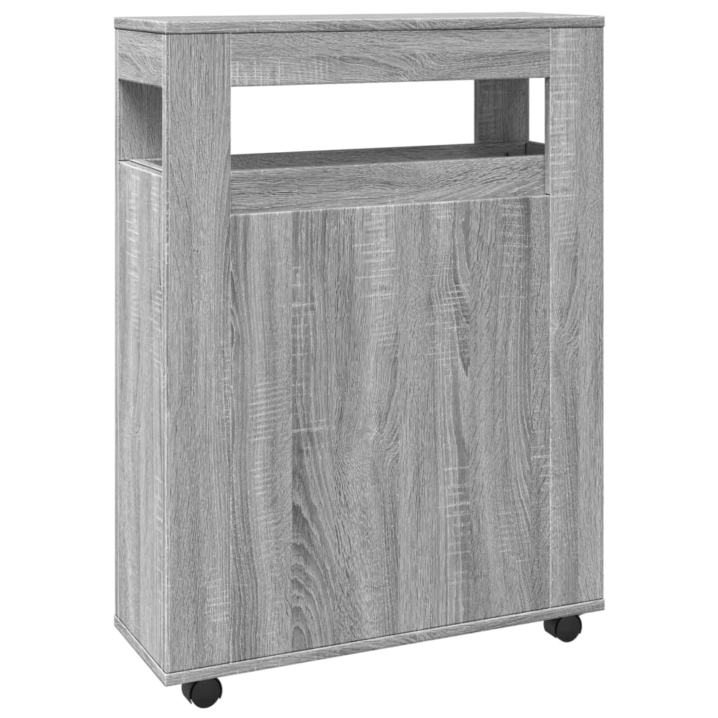 Badschrank Schmal mit Rollen Grau Sonoma Holzwerkstoff