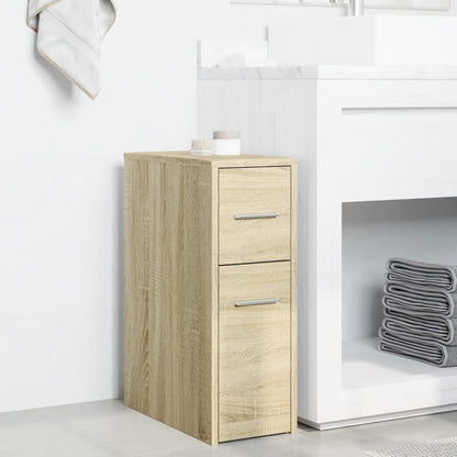 Badschrank Schmal mit Rollen Sonoma-Eiche Holzwerkstoff