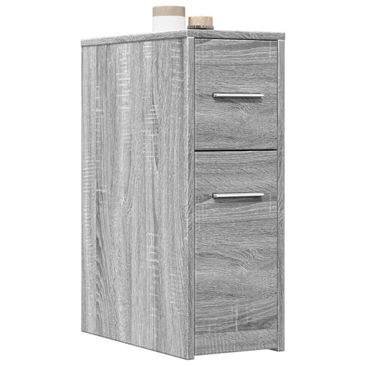 Badschrank Schmal mit Rollen Grau Sonoma Holzwerkstoff