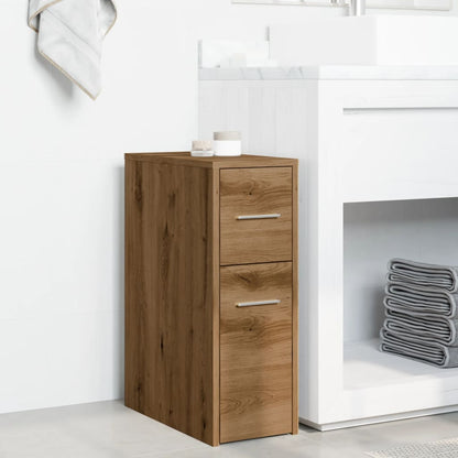 Badschrank Schmal mit Rollen Artisan-Eiche Holzwerkstoff