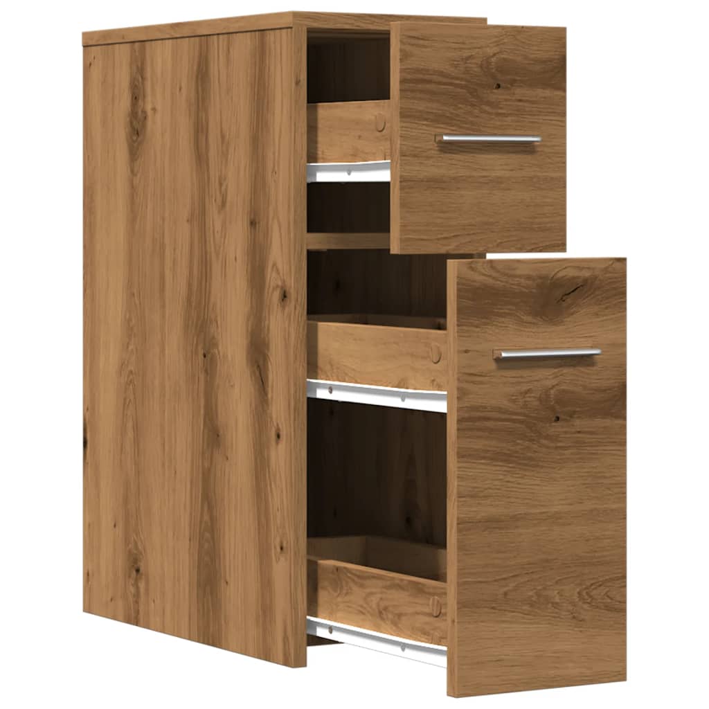 Badschrank Schmal mit Rollen Artisan-Eiche Holzwerkstoff