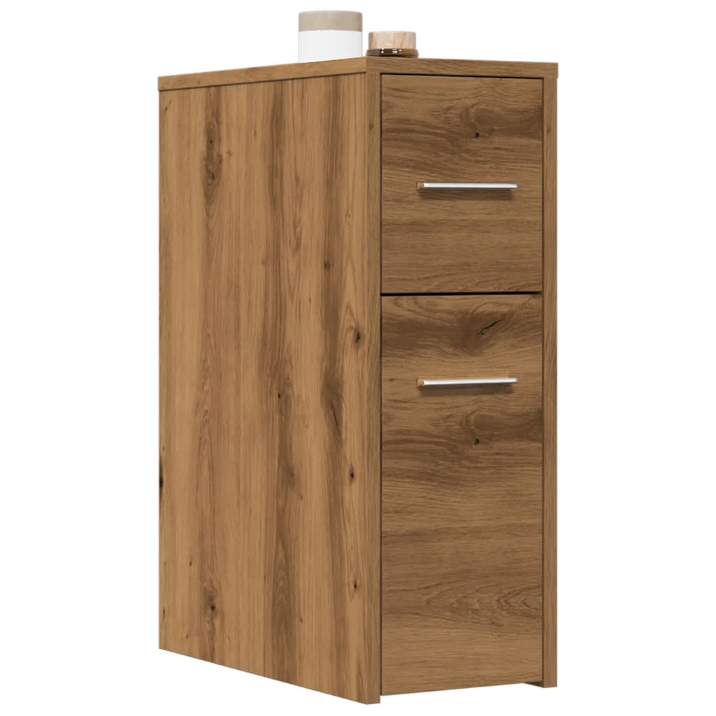 Badschrank Schmal mit Rollen Artisan-Eiche Holzwerkstoff