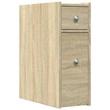 Badschrank Schmal mit Rollen Sonoma-Eiche Holzwerkstoff