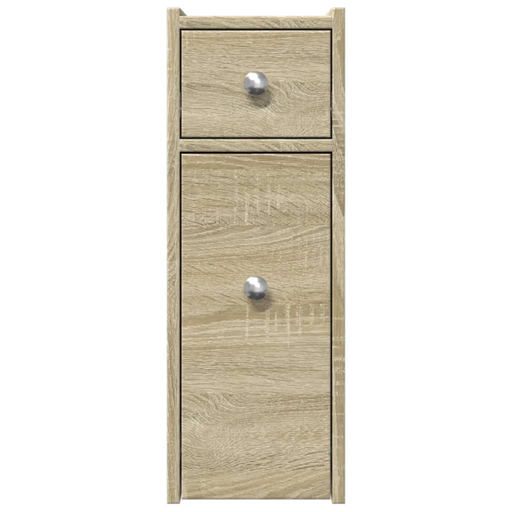 Badschrank Schmal mit Rollen Sonoma-Eiche Holzwerkstoff