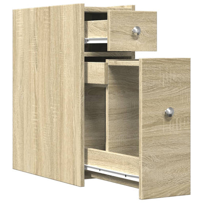 Badschrank Schmal mit Rollen Sonoma-Eiche Holzwerkstoff