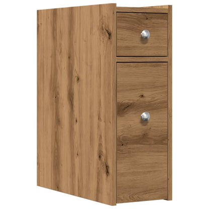 Badschrank Schmal mit Rollen Artisan-Eiche Holzwerkstoff