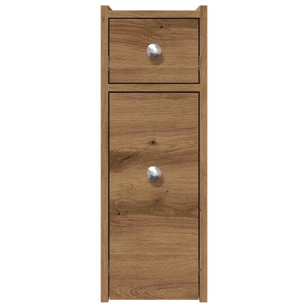 Badschrank Schmal mit Rollen Artisan-Eiche Holzwerkstoff