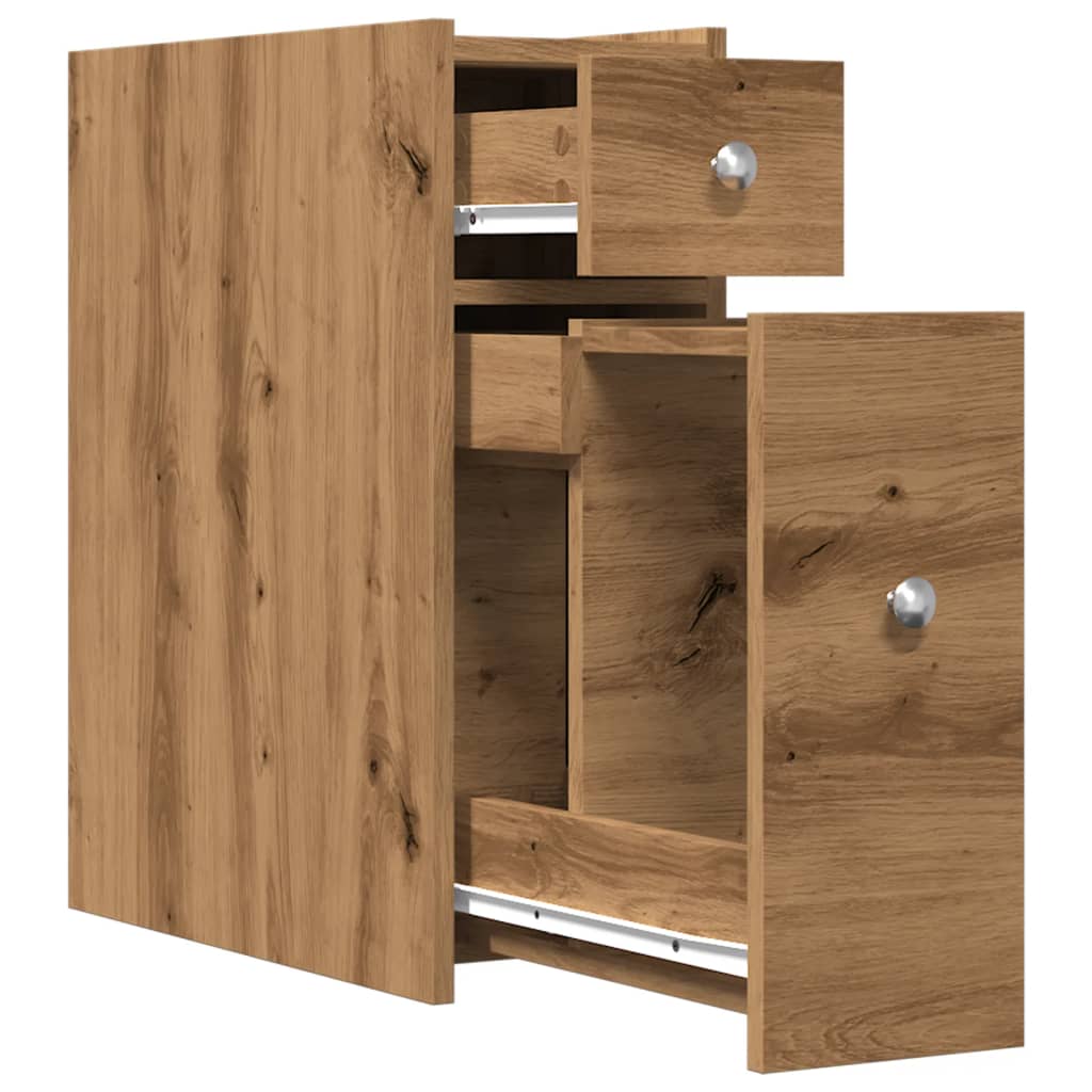 Badschrank Schmal mit Rollen Artisan-Eiche Holzwerkstoff