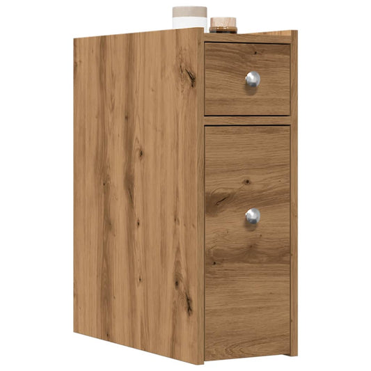 Badschrank Schmal mit Rollen Artisan-Eiche Holzwerkstoff