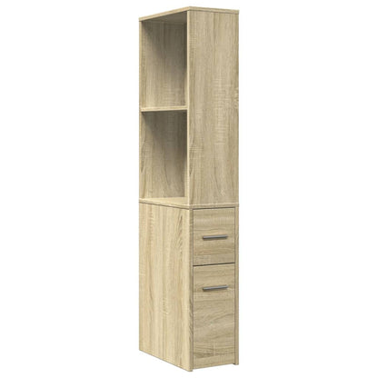 Badschrank Schmal mit Rollen Sonoma-Eiche Holzwerkstoff