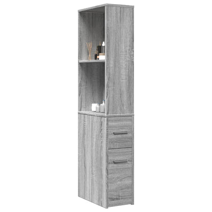 Badschrank Schmal mit Rollen Grau Sonoma Holzwerkstoff