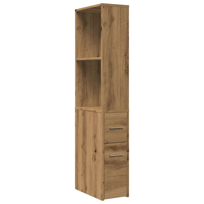 Badschrank Schmal mit Rollen Artisan-Eiche Holzwerkstoff