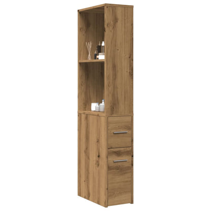 Badschrank Schmal mit Rollen Artisan-Eiche Holzwerkstoff