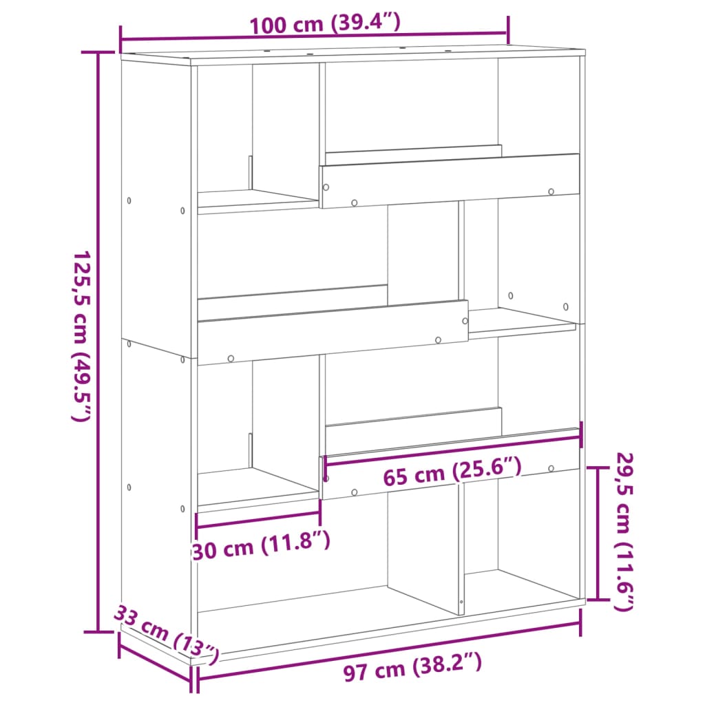 Bücherregal Weiß 100x33x125,5 cm Holzwerkstoff