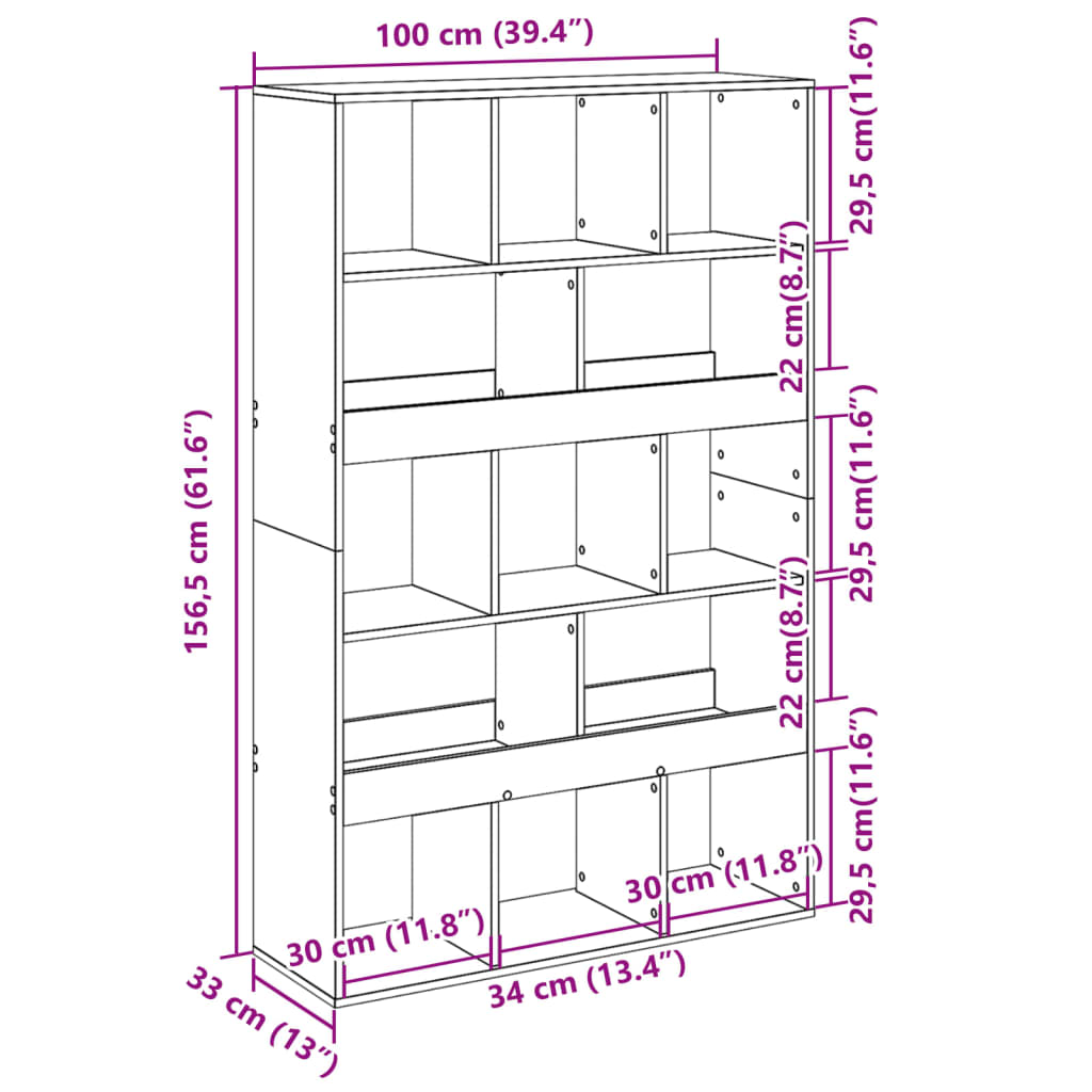 Bücherregal Schwarz 100x33x156,5 cm Holzwerkstoff