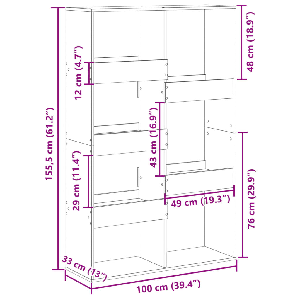 Bücherregal Sonoma-Eiche 100x33x155,5 cm Holzwerkstoff