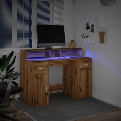 LED-Schreibtisch Artisan-Eiche 120x55x91 cm Holzwerkstoff