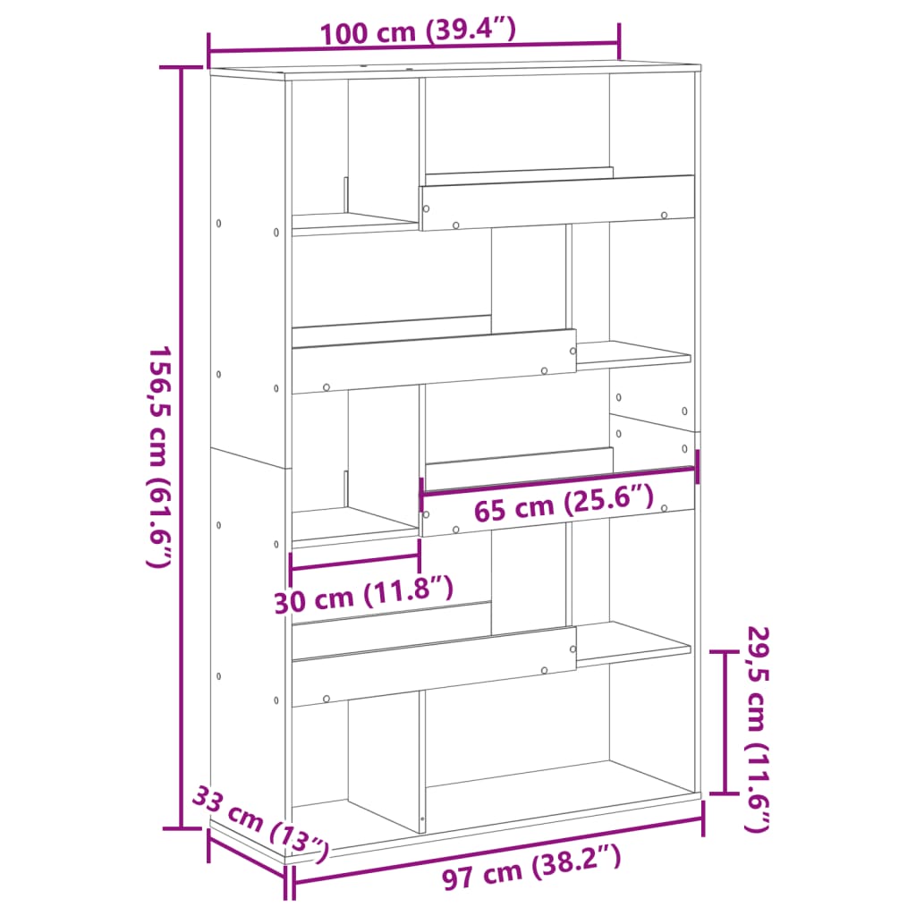 Raumteiler Schwarz 100x33x156,5 cm Holzwerkstoff