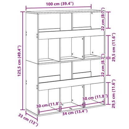 Raumteiler Schwarz 100x33x125,5 cm Holzwerkstoff