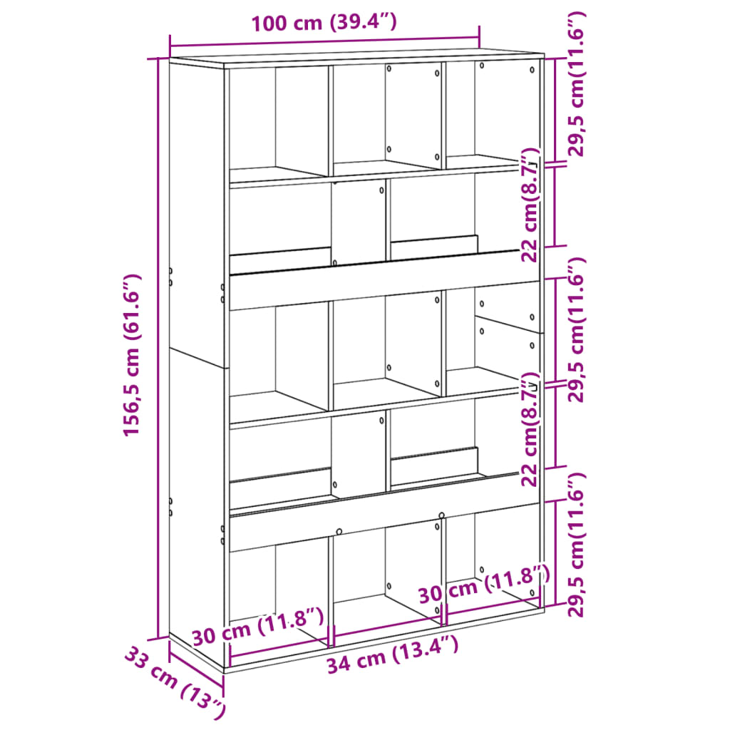 Raumteiler Sonoma-Eiche 100x33x156,5 cm Holzwerkstoff