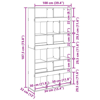 Raumteiler Betongrau 100x33x187,5 cm Holzwerkstoff