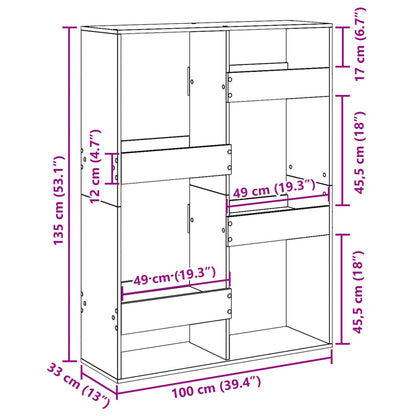 Raumteiler Schwarz 100x33x135 cm Holzwerkstoff