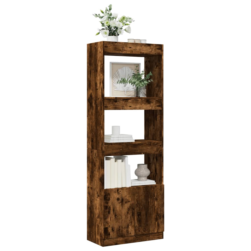 Highboard 63x33x180 cm Räuchereiche Holzwerkstoff