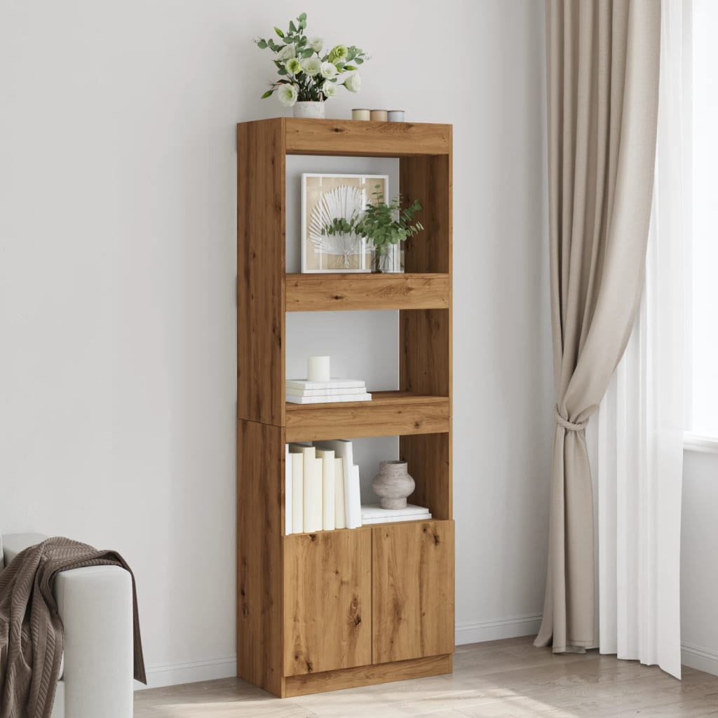 Highboard Artisan-Eiche 63x33x180 cm Holzwerkstoff