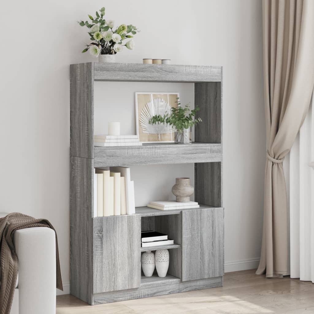 Highboard Grau Sonoma 92x33x140 cm Holzwerkstoff