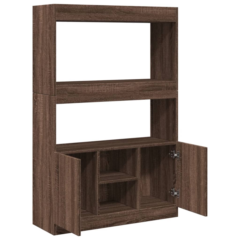 Highboard Braun Eichen-Optik 92x33x140 cm Holzwerkstoff