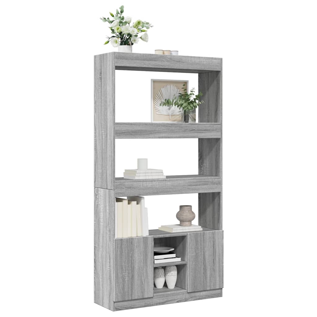 Highboard Grau Sonoma 92x33x180 cm Holzwerkstoff