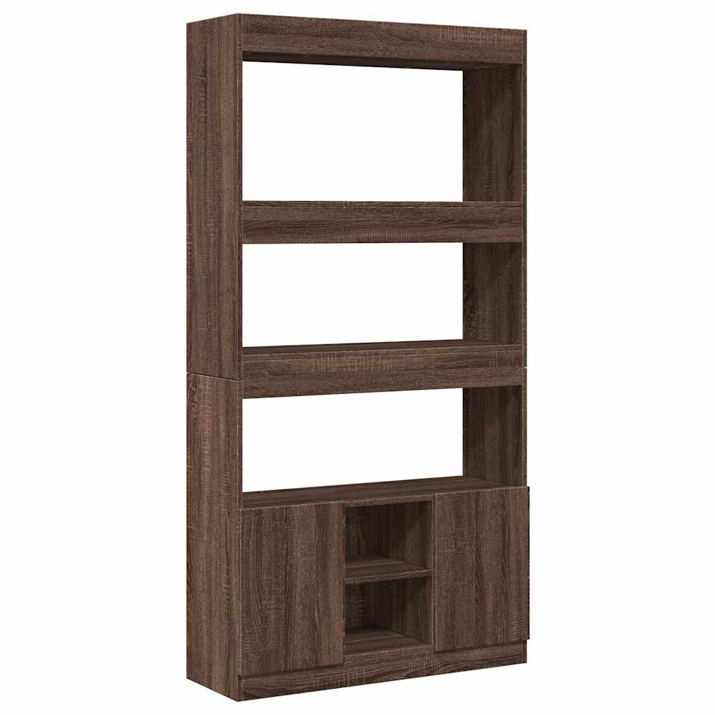 Highboard Braun Eichen-Optik 92x33x180 cm Holzwerkstoff