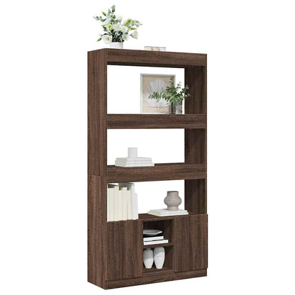 Highboard Braun Eichen-Optik 92x33x180 cm Holzwerkstoff