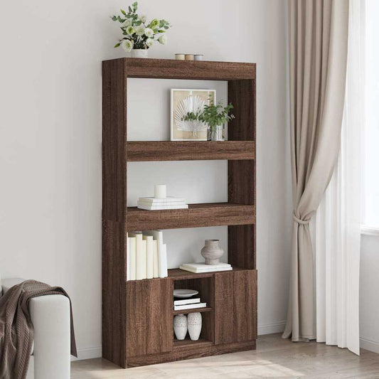 Highboard Braun Eichen-Optik 92x33x180 cm Holzwerkstoff