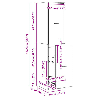 Apothekerschrank Grau Sonoma 40x41x174,5 cm Holzwerkstoff