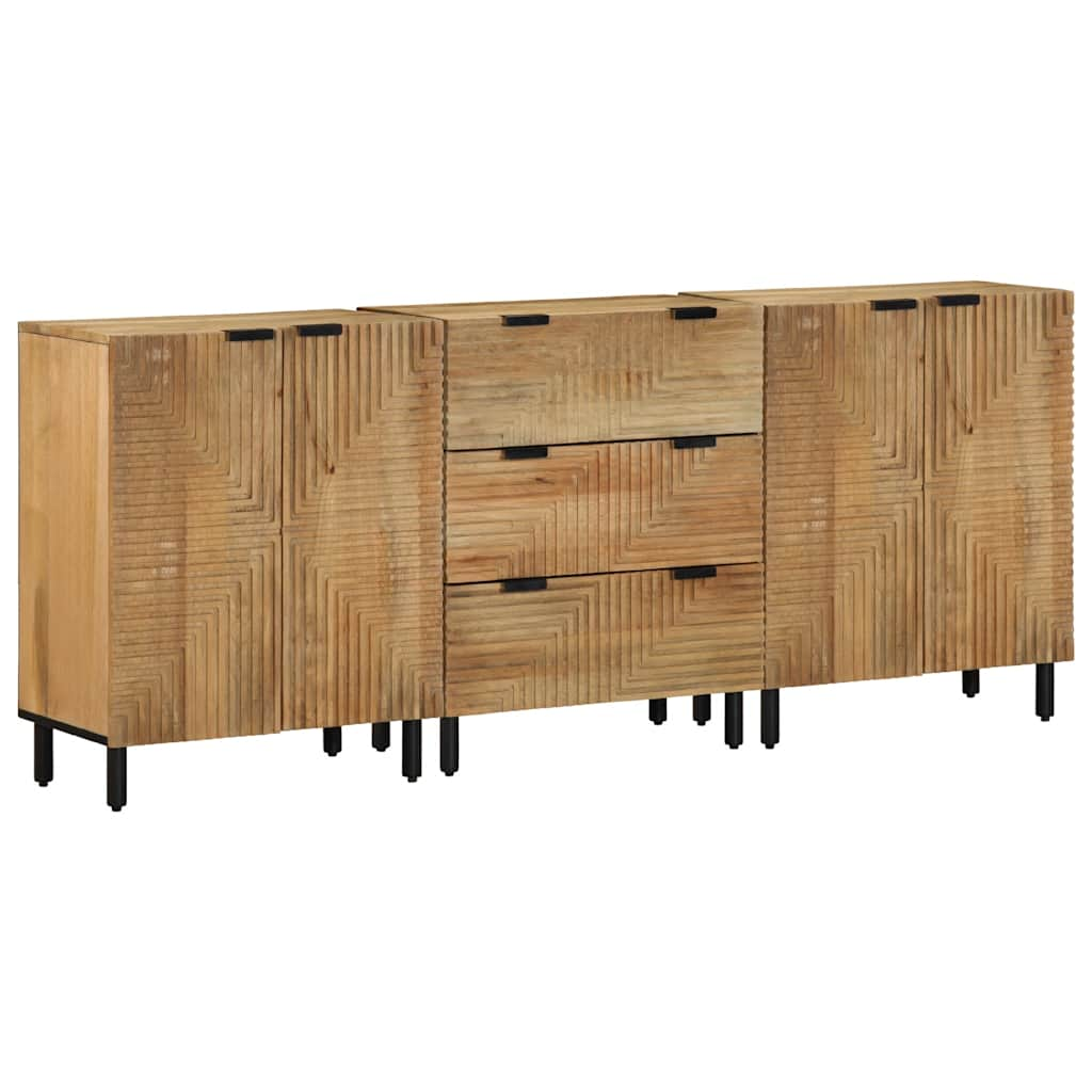 3-tlg. Sideboards Braun 60x33x75 cm Massivholz Mango