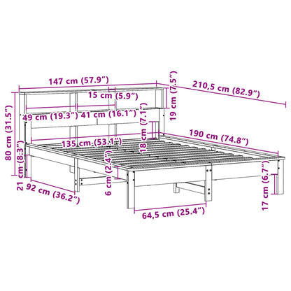 Massivholzbett ohne Matratze 135x190 cm Kiefernholz