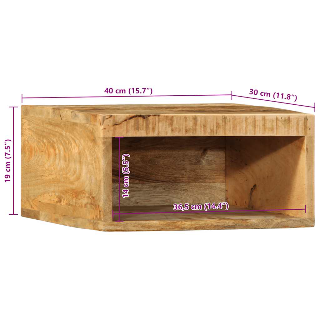 TV-Wandschrank 40x30x19 cm Raues Mangoholz