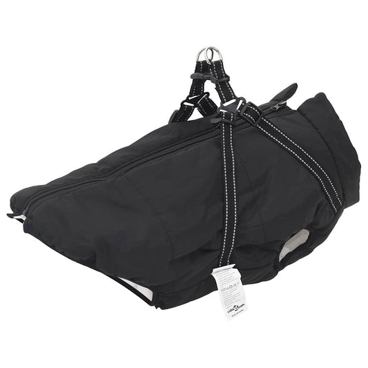 Hundemantel mit Geschirr Wasserdicht Reflektierend Schwarz 4XL