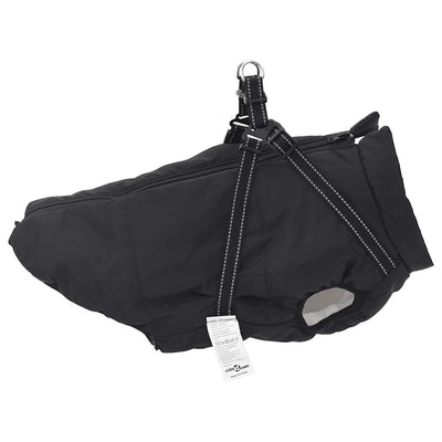 Hundemantel mit Geschirr Wasserdicht Reflektierend Schwarz 5XL