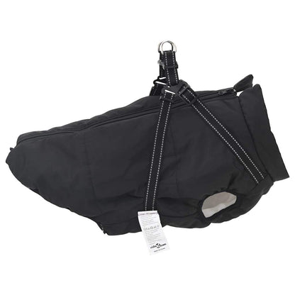 Hundemantel mit Geschirr Wasserdicht Reflektierend Schwarz 6XL