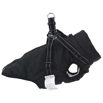 Hundemantel mit Geschirr Wasserdicht Reflektierend Schwarz 2XL