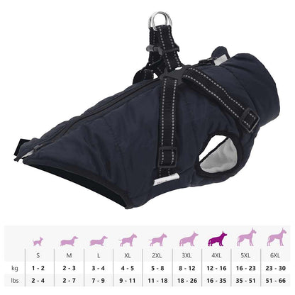 Hundemantel mit Geschirr Wasserdicht Marineblau 2XL