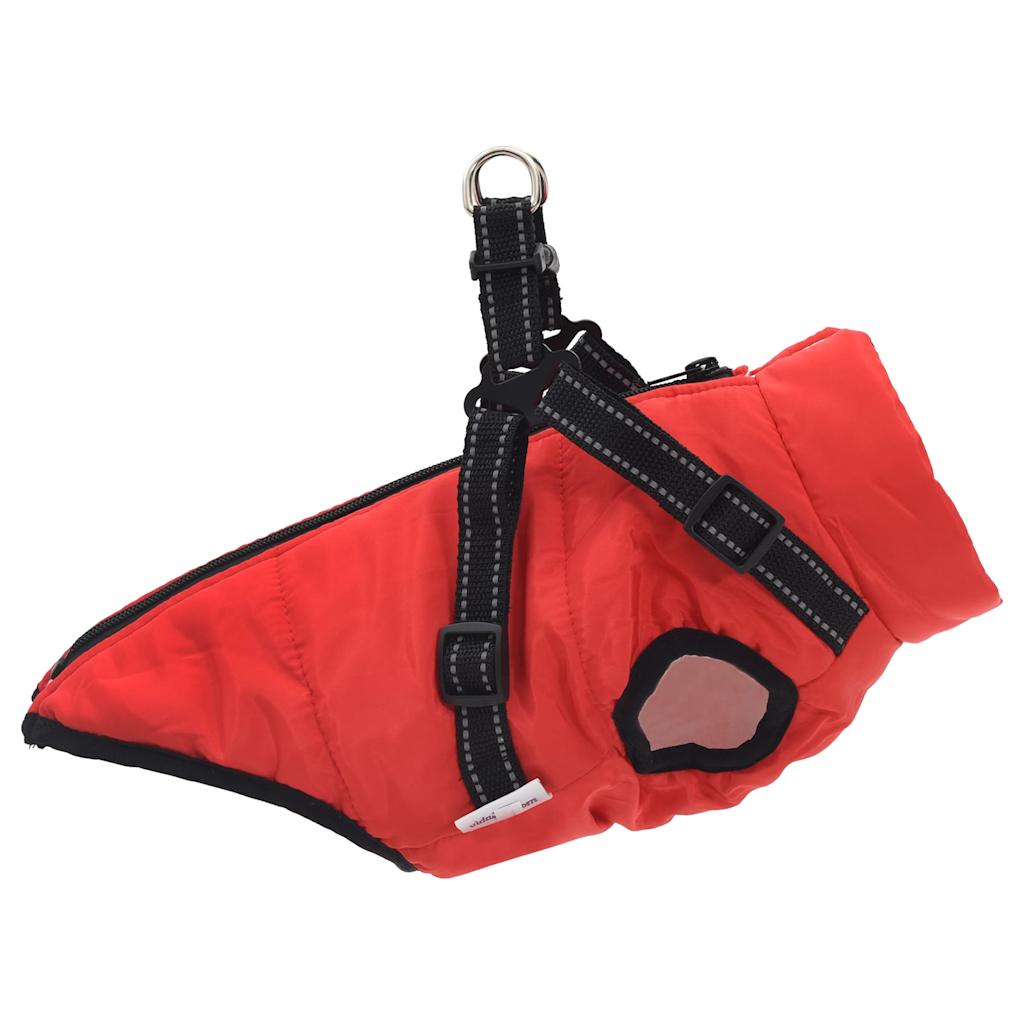 Hundemantel mit Geschirr Wasserdicht Reflektierend Rot 2XL