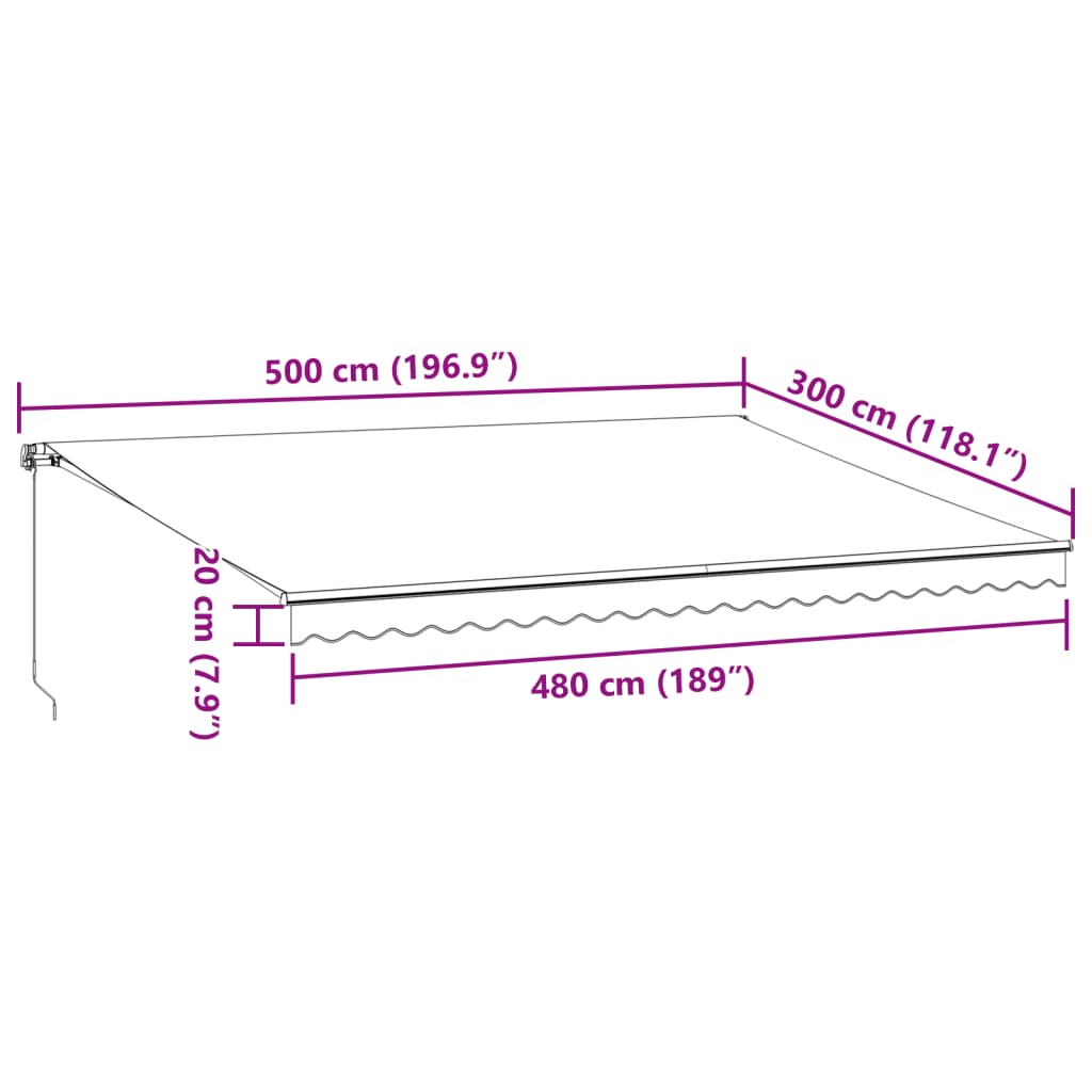 Markise Manuell mit LEDs Braun 500x300 cm