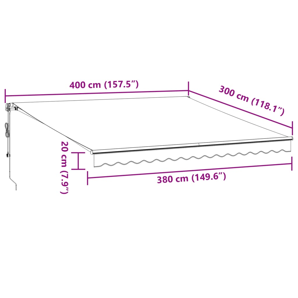 Markise Automatisch Anthrazit und Weiß 400x300 cm