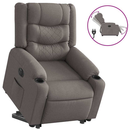 Relaxsessel mit Aufstehhilfe Elektrisch Taupe Stoff