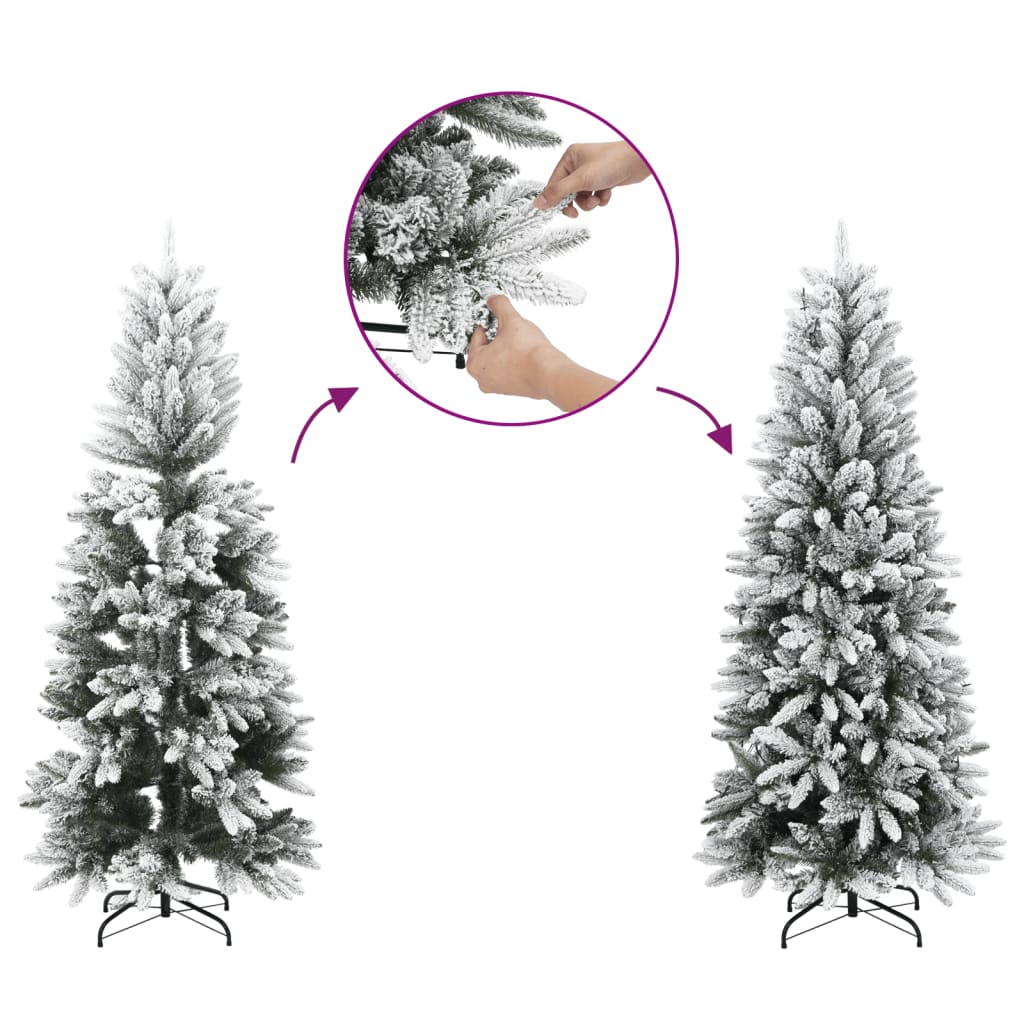 Künstlicher Weihnachtsbaum Schlank mit Schnee 120 cm PVC & PE