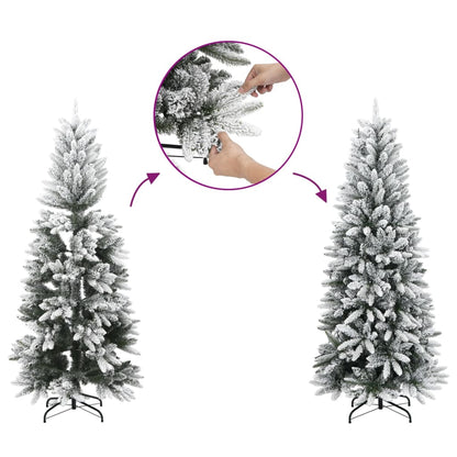 Künstlicher Weihnachtsbaum Schlank mit Schnee 150 cm PVC & PE